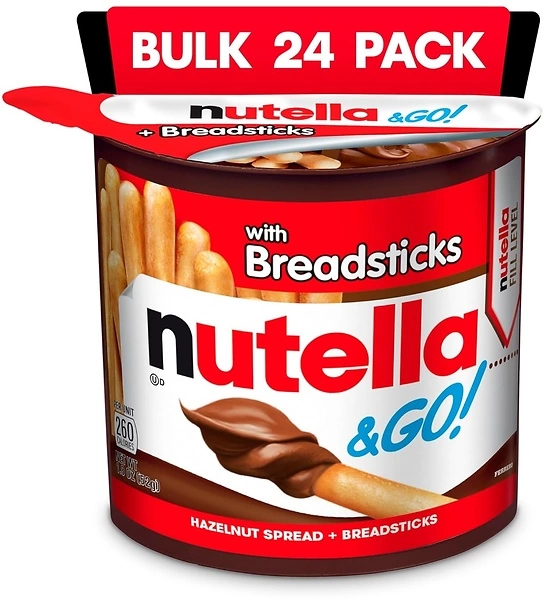 Nutella & GO! Hazelnut and Cocoa Spread with Breadsticks, Snack Cups, 24 Pack