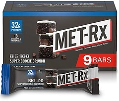 MET-Rx Big 100 Protein Bar, Super Cookie Crunch, 32g Protein, 9 Bars