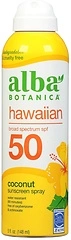 Alba Botanica SPF 50 Sunscreen Spray, Hawaiian Coconut, Water Resistant, 5 fl. oz.