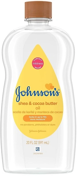 Johnson's Baby Oil, Mineral Oil with Shea & Cocoa Butter, Hypoallergenic, 20 fl. oz