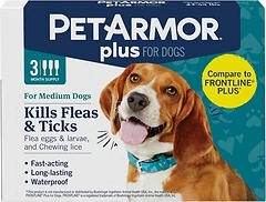 PetArmor Plus Flea and Tick Prevention for Dogs, 3 Doses, Medium Dogs (23-44 lbs)