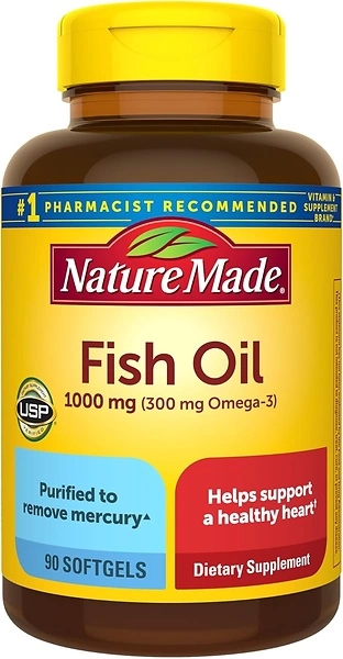 Nature Made Fish Oil 1000mg Softgels, Omega 3, Healthy Heart Support, 90 Softgels