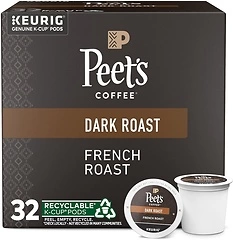 Peet's Coffee Dark Roast K-Cup Pods - French Roast, 32 Pods.