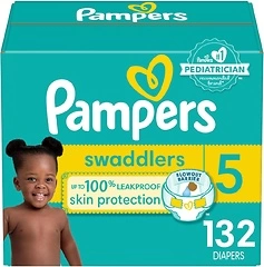 Pampers Swaddlers Diapers - Size 5, One Month Supply (132 Count), Ultra Soft Disposable Baby Diapers