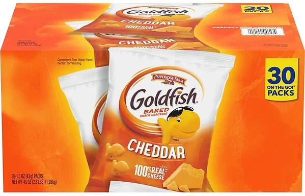 Pepperidge Farm Goldfish Cheddar Crackers, 1.5 oz. Snack Packs, 30 Count