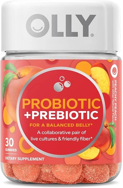 OLLY Probiotic + Prebiotic Gummy, Digestive Support, 500 Million CFUs, 30 Count