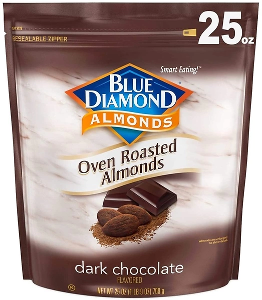 Blue Diamond Almonds Oven Roasted Dark Chocolate Flavored Snack Nuts, 25 Oz