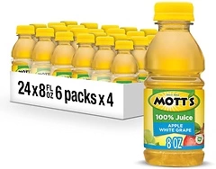 Mott's 100 Apple White Grape Juice, 8 Fl Oz Bottles, 24 Count, No Added Sugar