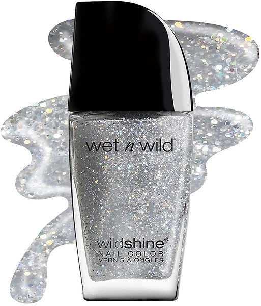 wet n wild Wild Shine Nail Polish, Kaleidoscope, Glitter Top Coat, Nail Color