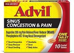 Advil Sinus Congestion and Pain Relief, Ibuprofen and Phenylephrine - 10 Tablets