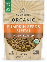 Good Sense Roasted & Salted Organic Pumpkin Seeds, Non-GMO, 6 Ounce Bag