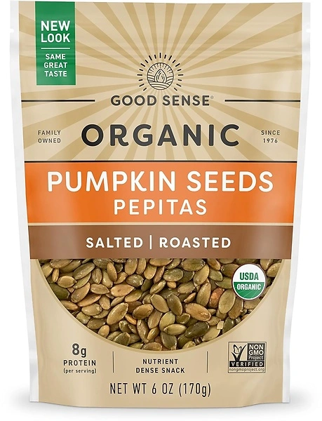 Good Sense Roasted & Salted Organic Pumpkin Seeds, Non-GMO, 6 Ounce Bag
