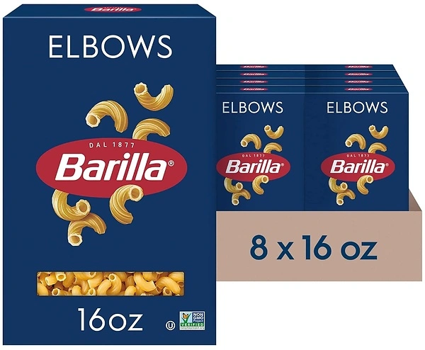 Barilla Elbows Pasta, 16 oz. Box, Non-GMO, Made with Durum Wheat, 8 Pack