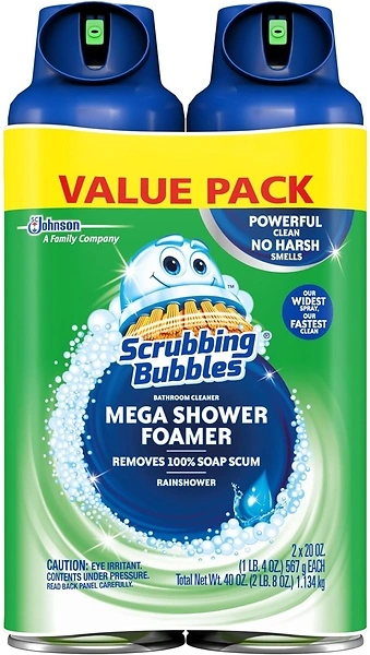 Scrubbing Bubbles Mega Bathroom and Shower Foamer, Rainshower Scent, 20oz, 2 Pack