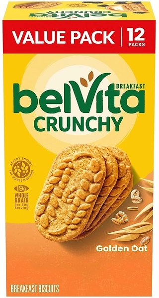 belVita Golden Oat Breakfast Biscuits, Value Pack, 12 Packs (4 Biscuits Per Pack)
