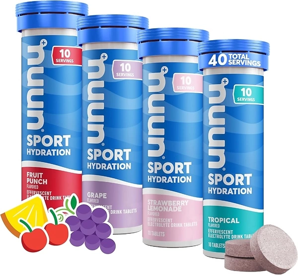 Nuun Sport Electrolyte Drink Tablets, Juice Box Mixed, 4 Tubes (40 Servings)