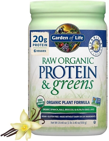 Garden of Life Raw Organic Protein & Greens, Vanilla, Vegan Powder, 20 Servings