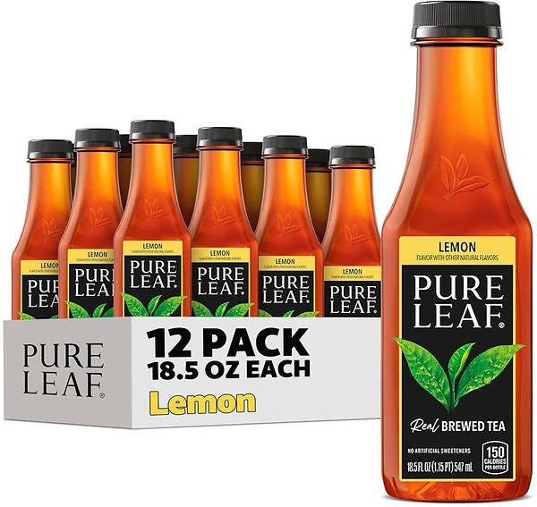 Pure Leaf Iced Tea, Sweetened Lemon, Real Brewed Tea, 18.5 Fl Oz Bottles (Pack of 12)