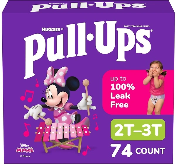 Pull-Ups Girls' Potty Training Pants, Size 2T-3T (16-34 lbs), 74 Count