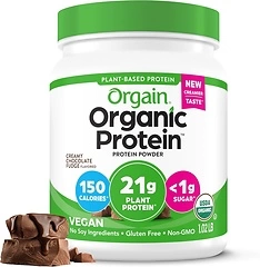 Orgain Vegan Protein Powder, Creamy Chocolate Fudge, 21g Protein, 7g Fiber, 1.02 lb