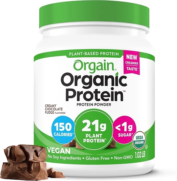 Orgain Vegan Protein Powder, Creamy Chocolate Fudge, 21g Protein, 7g Fiber, 1.02 lb