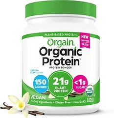 Orgain Organic Vegan Protein Powder, Vanilla Bean, 21g Protein, 1.02 lb