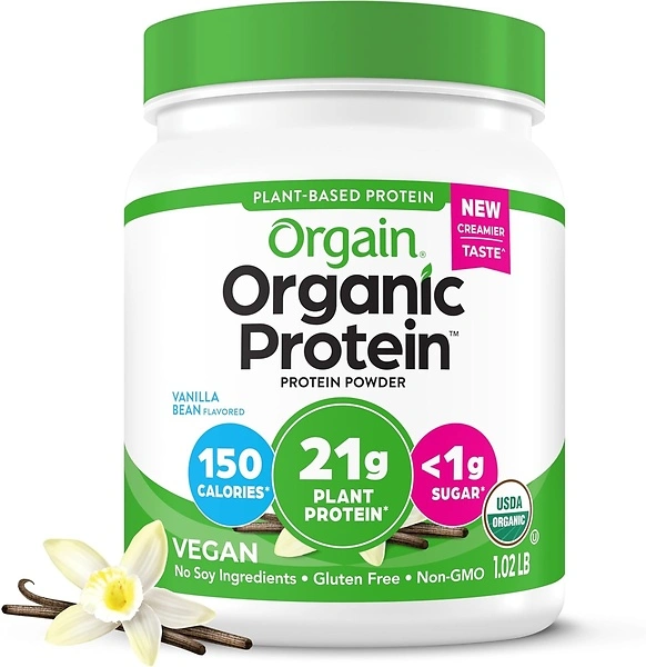 Orgain Organic Vegan Protein Powder, Vanilla Bean, 21g Protein, 1.02 lb
