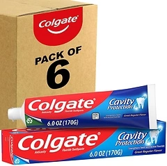 Colgate Cavity Protection Toothpaste with Fluoride, Regular Flavor, 6 Ounce, 6 Pack