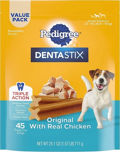 PEDIGREE DENTASTIX Small/Medium Dog Dental Treats, Original Flavor, 45 Treats
