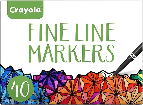 Crayola Fine Line Markers for Adults, 40 Count, Skinny Markers for Coloring Books