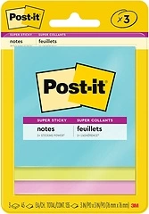 Post-it Super Sticky Notes, 3 x 3 in, 3 Pads, Supernova Neons Collection