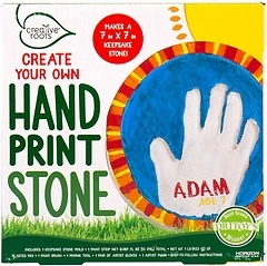 Creative Roots Handprint Stepping Stone, Includes 7-Inch Ceramic Stepping Stone & 6 Vibrant Paints, Garden Stepping Stone Kit, Paint Your Own Stepping...