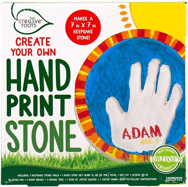 Creative Roots Handprint Stepping Stone, Includes 7-Inch Ceramic Stepping Stone & 6 Vibrant Paints, Garden Stepping Stone Kit, Paint Your Own Stepping...