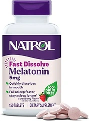 Natrol Melatonin 5mg Fast Dissolve Tablets, Strawberry Flavor, 150 Tablets