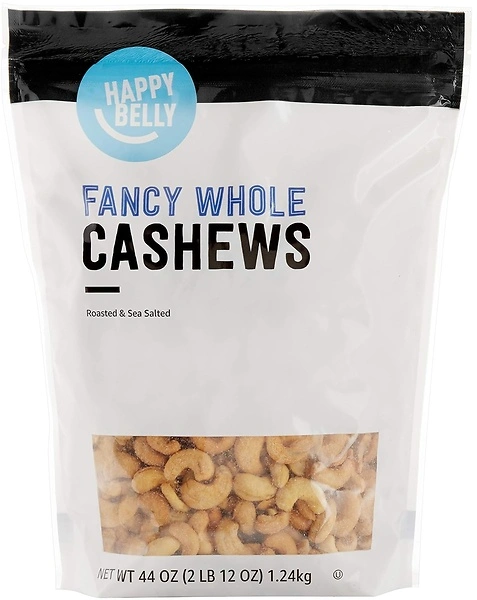 Amazon Brand - Happy Belly Fancy Whole Cashews, Roasted and Sea Salted, 44 oz