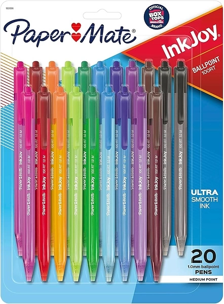 Paper Mate InkJoy 100RT Retractable Ballpoint Pens, Medium Point, Assorted, 20 Count