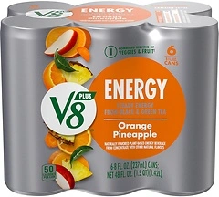 V8 +ENERGY Orange Pineapple Energy Drink, 8 FL OZ Can, Pack of 6