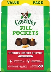 GREENIES PILL POCKETS Dog Treats, Hickory Smoke Flavor, 60 Treats, 15.8 oz.