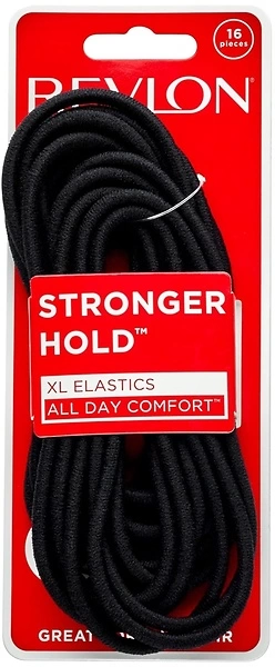 Revlon Extra Long Black Hair Elastics, 16 Count