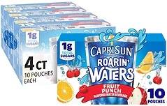 Capri Sun Roarin' Waters Fruit Punch Flavored Beverage, 40 ct Pack, 4 Boxes