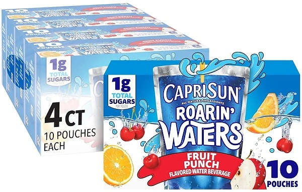 Capri Sun Roarin' Waters Fruit Punch Flavored Beverage, 40 ct Pack, 4 Boxes