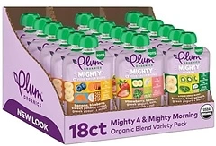 Plum Organics Mighty 4 Toddler Food Pouch, 4 oz, 18-Pack, Fruit & Vegetable Blend