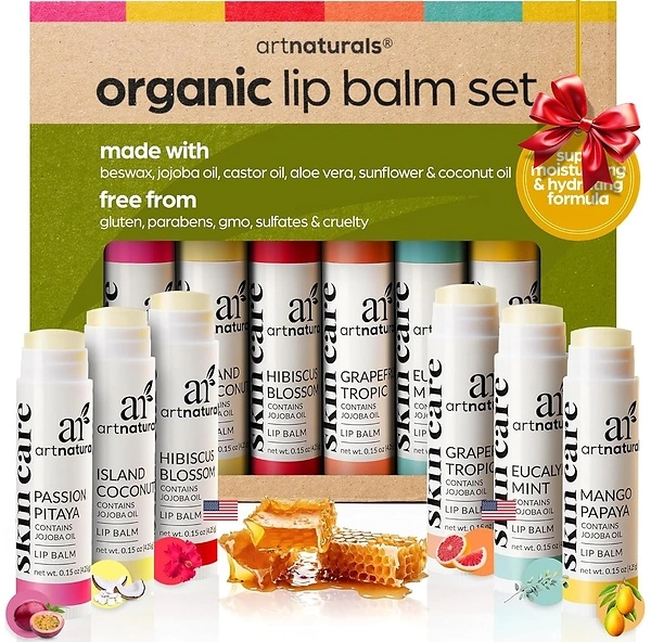 ArtNaturals Organic Beeswax Lip Balm Gift Set - Assorted Flavors