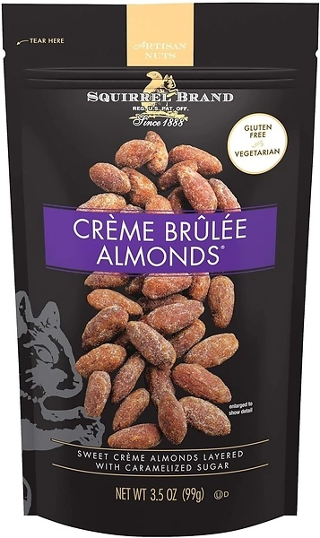 SQUIRREL BRAND Creme Brulee Almonds, 3.5 OZ Resealable Bag