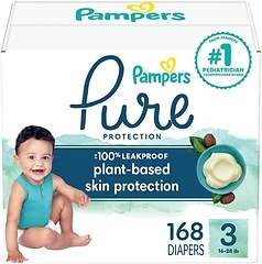 Pampers Pure Protection Diapers, Size 3, 168 Count, Hypoallergenic, Disposable