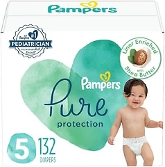 Pampers Pure Protection Diapers, Size 5, One Month Supply (132 Count)
