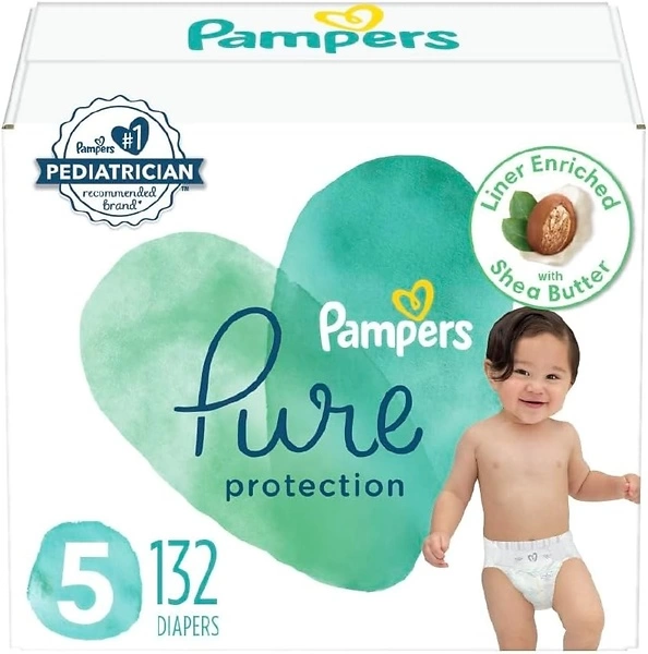Pampers Pure Protection Diapers, Size 5, One Month Supply (132 Count)