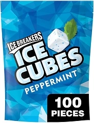ICE BREAKERS Ice Cubes Peppermint Sugar Free Chewing Gum Pouch, 8.11 oz (100 Pieces)