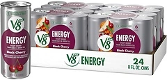 V8 +Energy Black Cherry Juice Energy Drink, 8 fl oz Can (24 Pack)