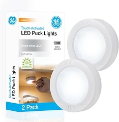 GE Wireless LED Tap-Lights, Battery Operated, 20 Lumens, Touch-Activated, 2-Pack